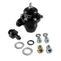 AEM ADJUSTABLE FUEL PRESSURE REGULATOR, BLACK HONDA INLINE FLANGE WITH STRAIGHT RETURN LINE FITTING