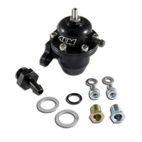 AEM ADJUSTABLE FUEL PRESSURE REGULATOR, BLACK HONDA OFFSET FLANGE WITH STRAIGHT RETURN LINE FITTING