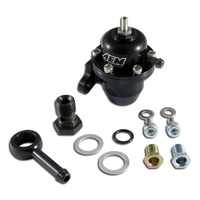 AEM ADJUSTABLE FUEL PRESSURE REGULATOR, BLACK, HONDA OFFSET FLANGE WITH  90 DEGREE RETURN LINE FITTING