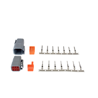 AEM DTM STYLE 6 WAY CONNECTOR KIT, INCLUDES PLUG, RECEPTACLE, PLUG WEDGE LOCK, RECEPTACLE WEDGE LOCK, 7 FEMALE PINS AND 7 MALE PINS